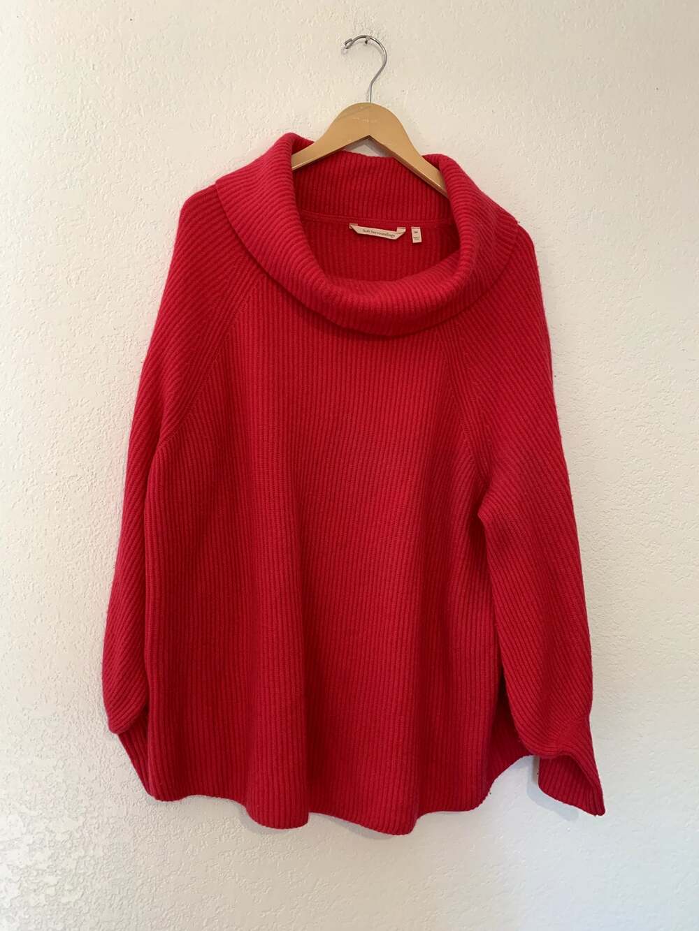Soft Surroundings Hot Pink 100% Cashmere Cowl Mock Neck Ribbed Sweater 2X